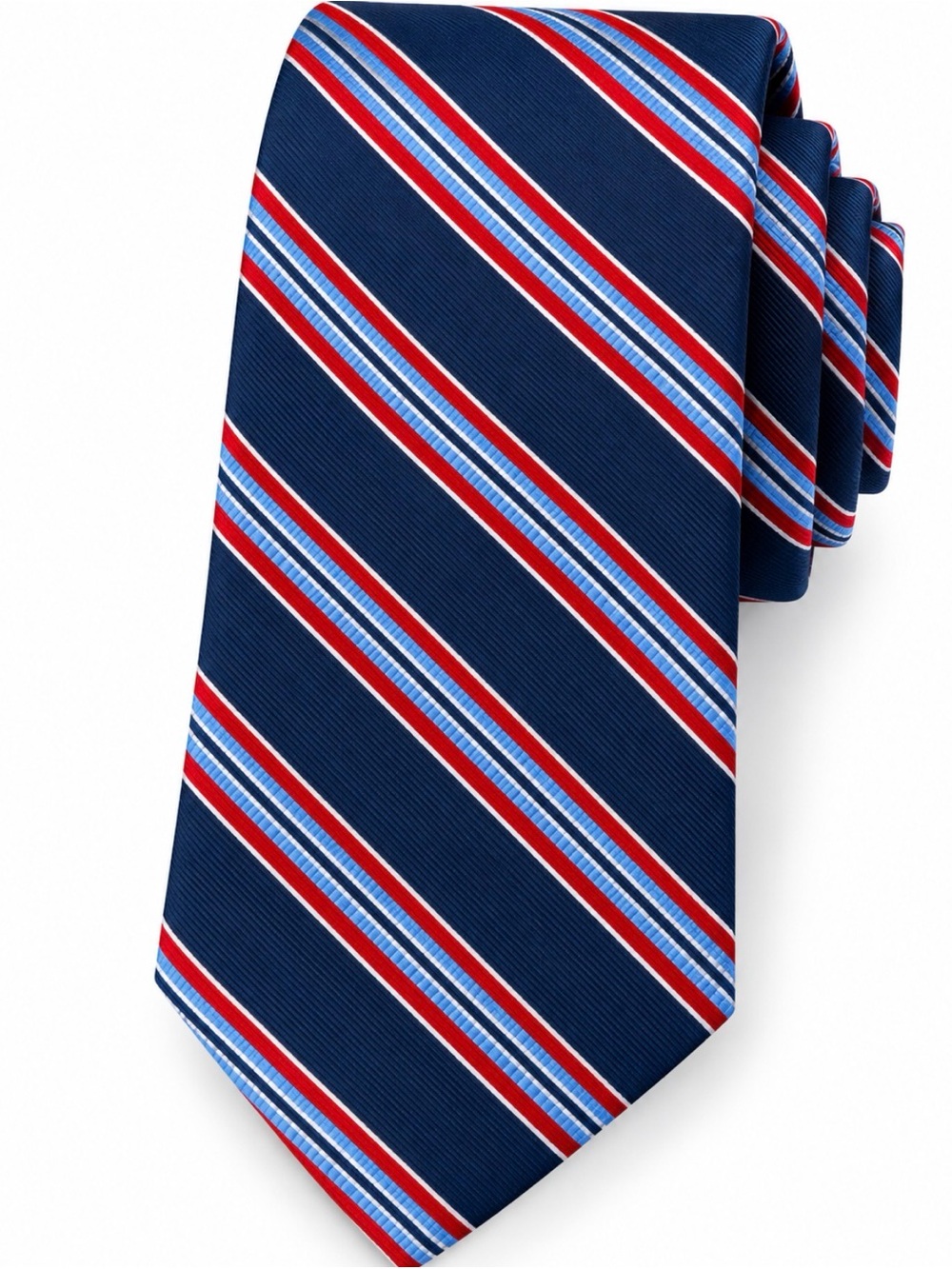 Men’s Roundtree & Yorke Silk Necktie, Red, Navy Stripe, NWT